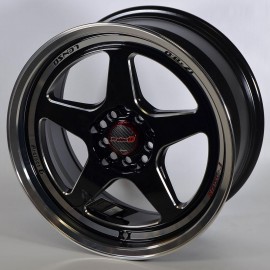 LENSO PROJECT-D 9X17 5X100X112 BLACK LIP POLISHED.