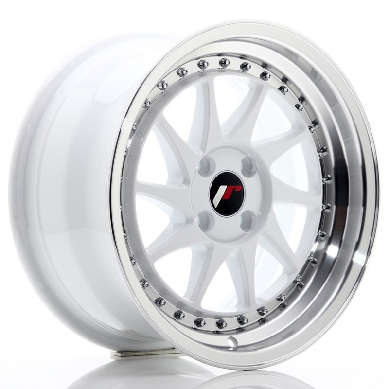 JR Wheels JR26 16x8 ET30 4x100 White w/Machined Lip