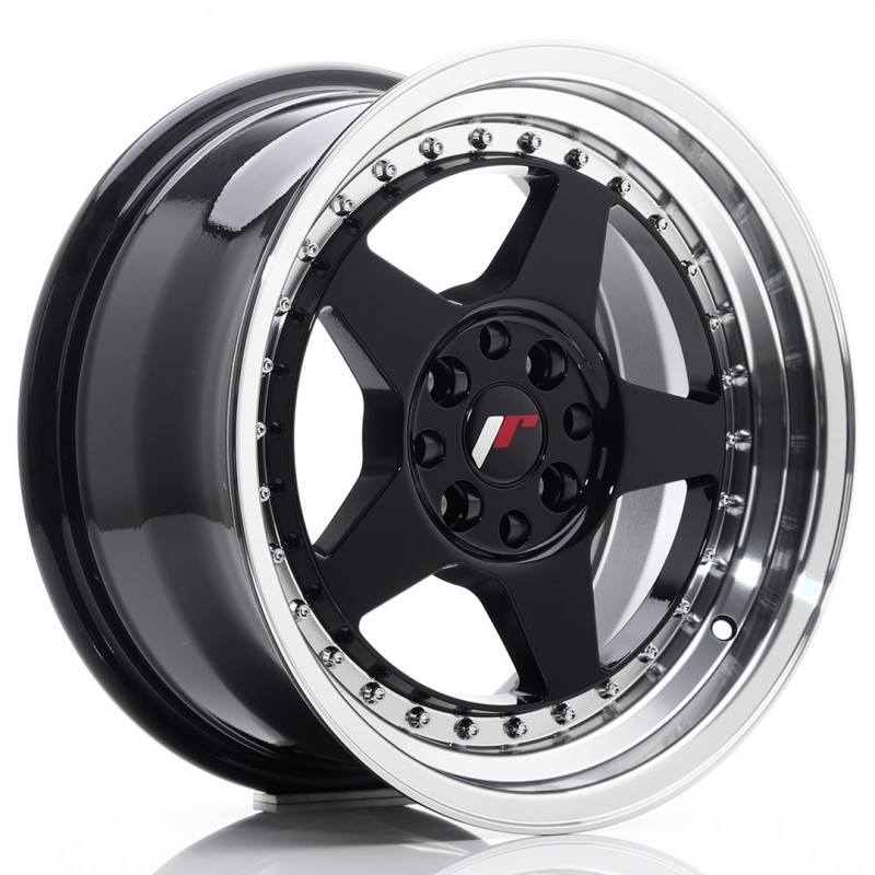 Llanta jr wheels jr6 16x8 et30 4x100/114 glossy black w/machined lip