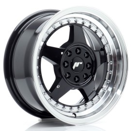 JR Wheels JR6 15x7 ET25 4x100/108 Gloss Black w/ Machined Lip