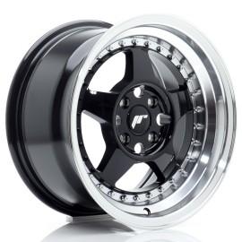 JR Wheels JR6 15x8 ET25 4x100 Gloss Black w/ Machined Lip