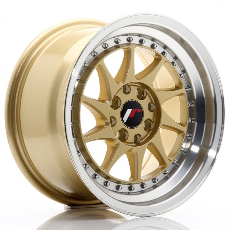 Llanta jr wheels jr26 15x8 et25 4x100/108 gold w/machined lip